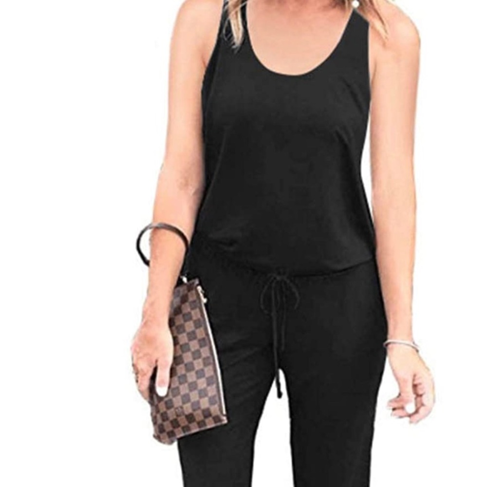 Black Tank Top Romper with Pockets